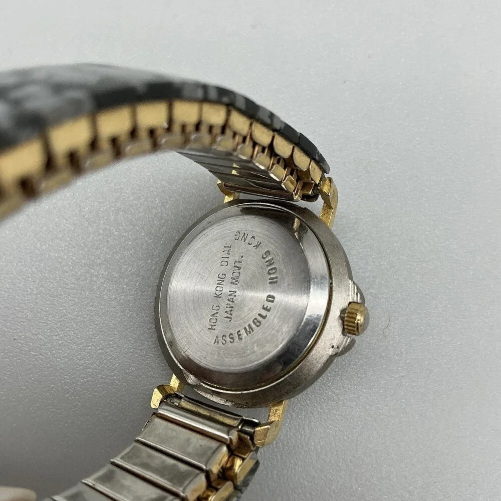 Vintage Shiwi Womens Watch 25mm Black Dial Two Tone Expansion Bracelet Quartz